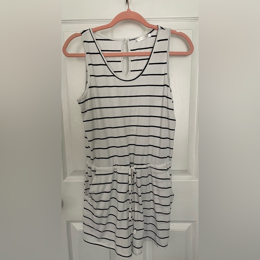 Black + White Stripe Romper